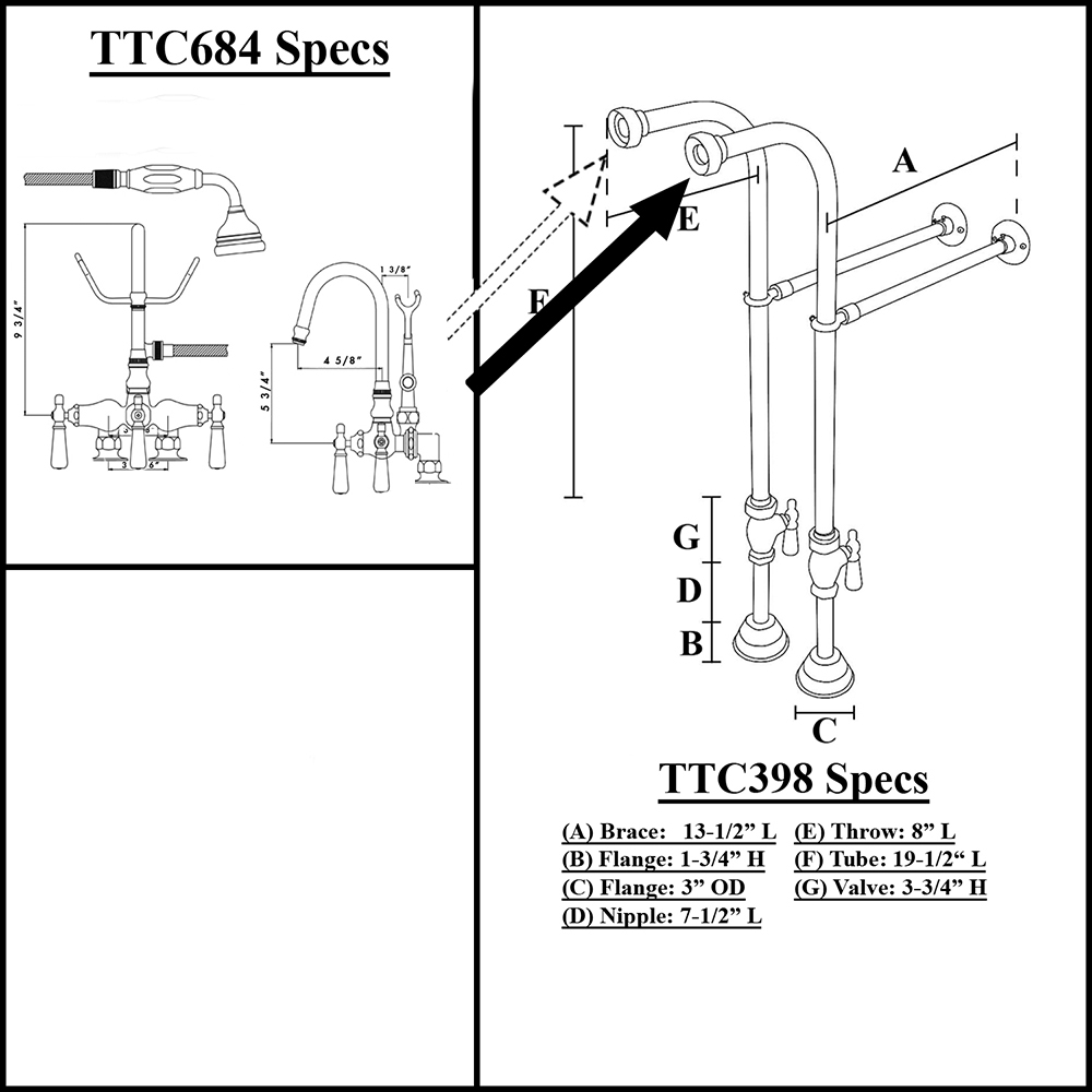 Freestanding Gooseneck Faucet with Handheld Shower Complete Clawfoot